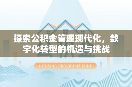 和静探索公积金管理现代化，数字化转型的机遇与挑战