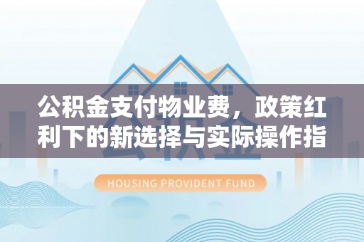 和静公积金支付物业费，政策红利下的新选择与实际操作指南